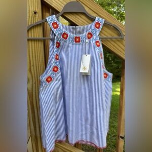 NWT Tory Burch Blue and White Striped Tory Burch Meg Sleeveless Top